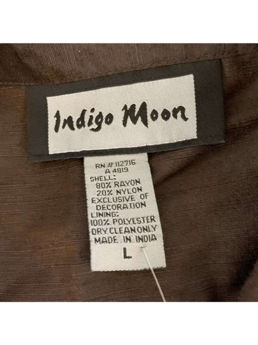 VINTAGE Indigo Moon Womens Blazer Sz L Brown Button Front Feather Embroidery NEW - Picture 3 of 12